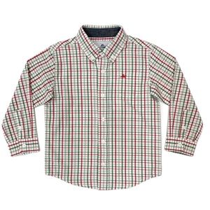 Boys Green and Red Checkered Plaid Button Down 
Shirt Christmas Holiday Medium